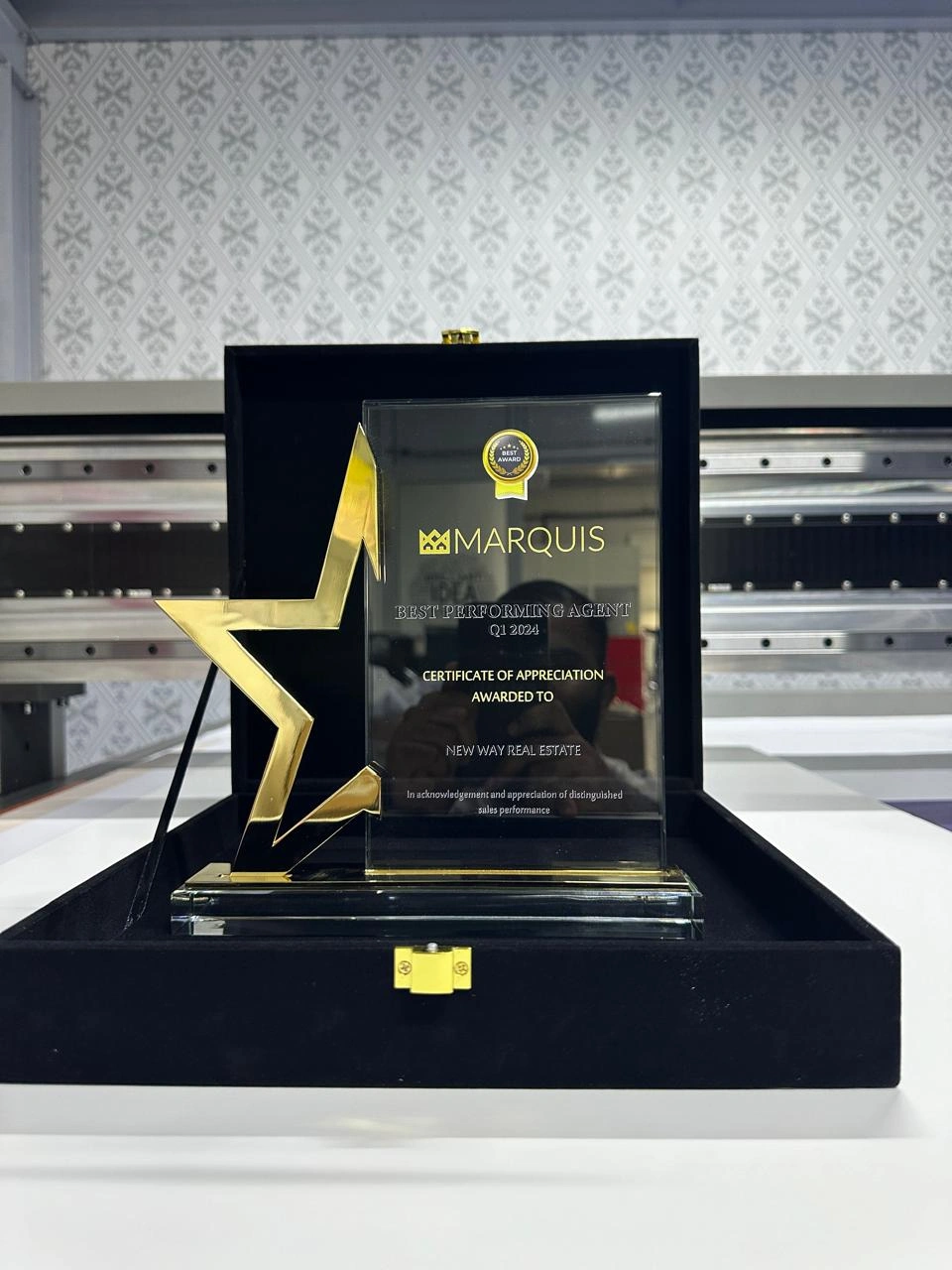 UV printed acrylic trophy branding and promotional award in Dubai