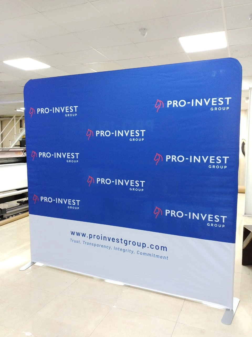 Double sided fabric backdrop print for exhibition branding Dubai