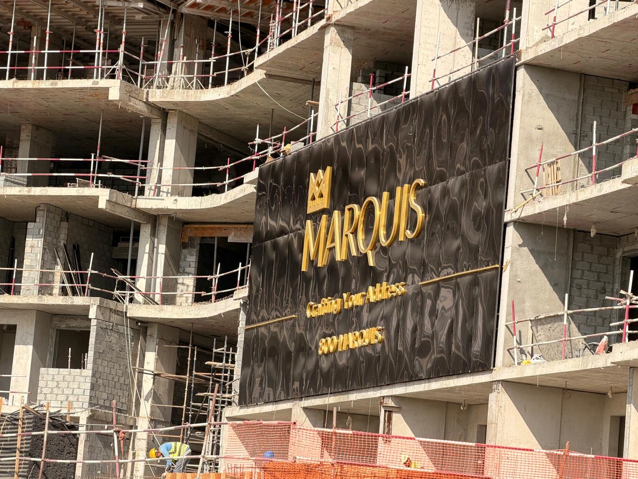 Outdoor hoarding and construction site signage for Dubai development