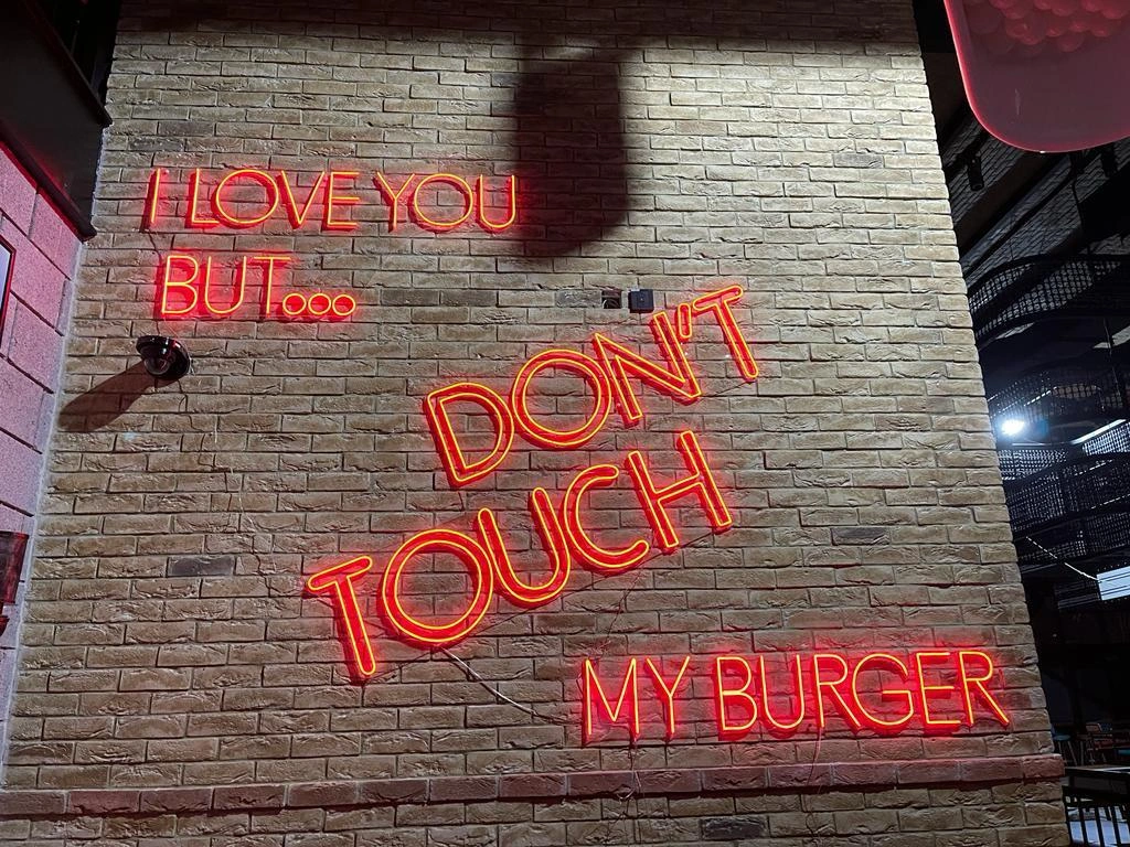 Custom neon signage and LED-flex sign for restaurant branding Dubai